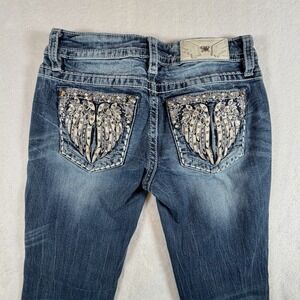 Miss‎ Me Jeans Straight Distressed Angel Wings Flap Pockets Size 26 Embellished